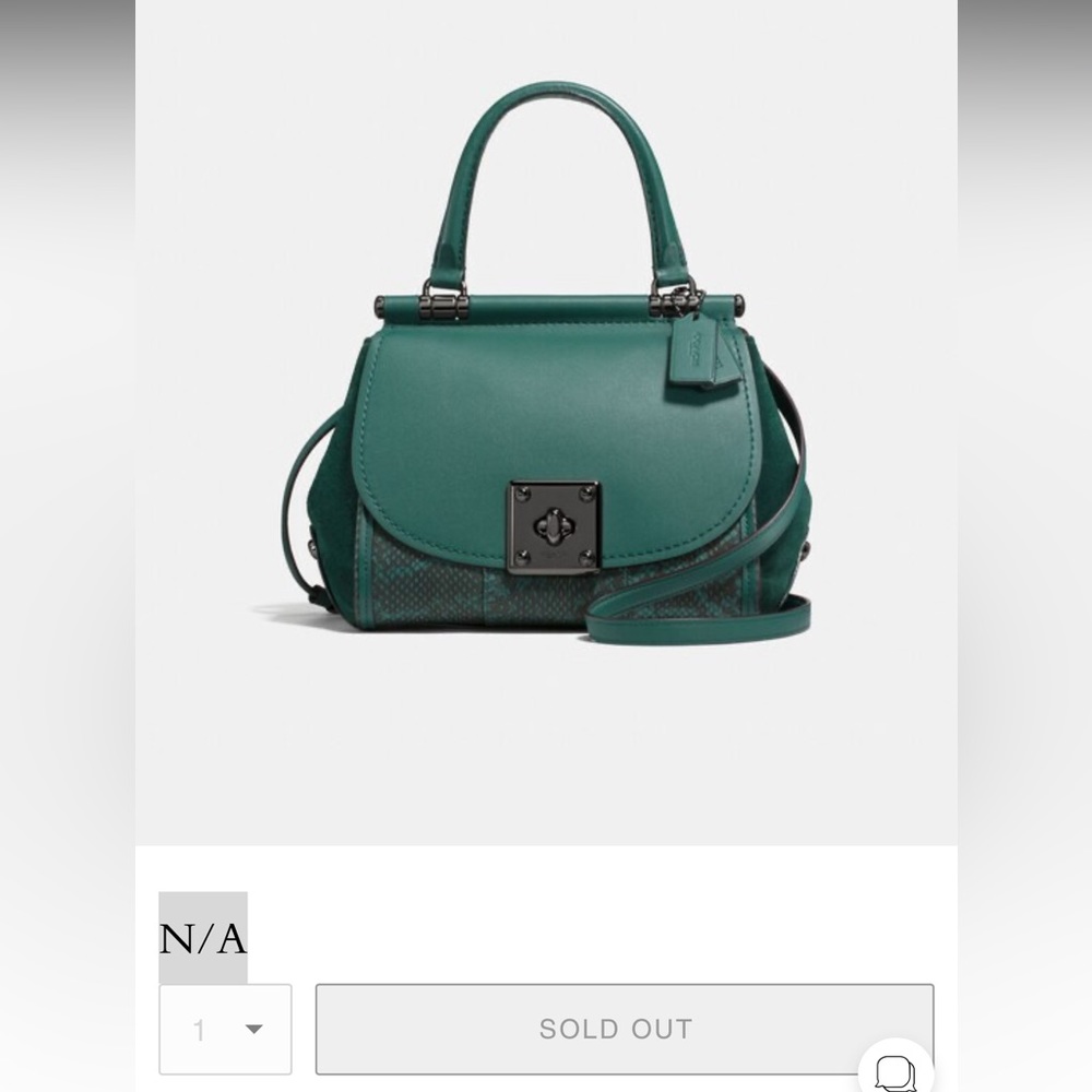 COACH Green Snakeskin Top Handle Crossbody Shoulder Bag - Removable Strap